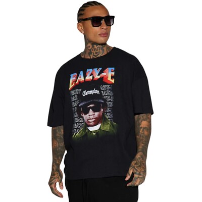 Eazy-E Sunglasses Photo Oversized Short Sleeve Tee T-Shirt Black Men's Medium
