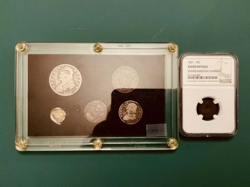 1831 Year Set US early Coin ( 50c,25c, 10c,5c,1c,1/2c ) in Plastic Holder