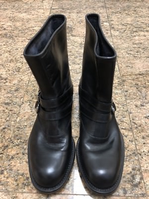GUCCI  Black Leather Buckle Boots 