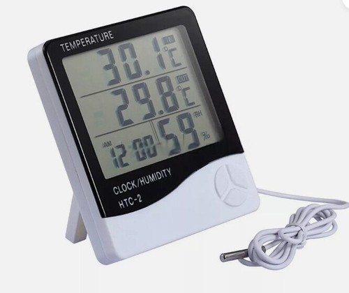 HTC-2 Digital LCD Temperature Thermometer Hygrometer Humidity Meter Clock New