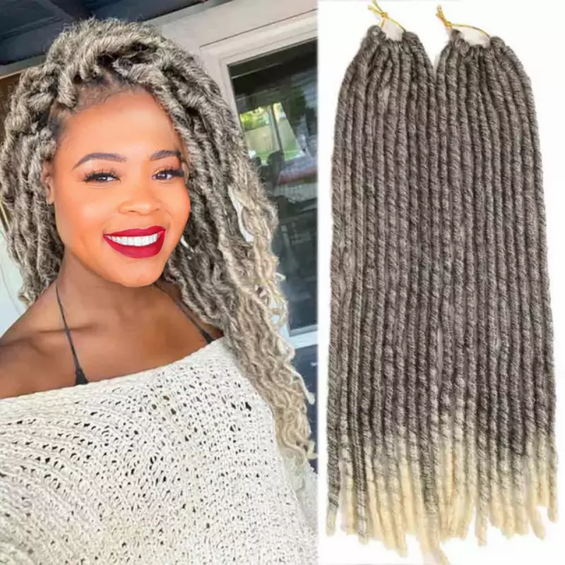 Ombre Grey Blonde Faux Locs Crochet Hair Braiding Extensions for Women  Synthetic