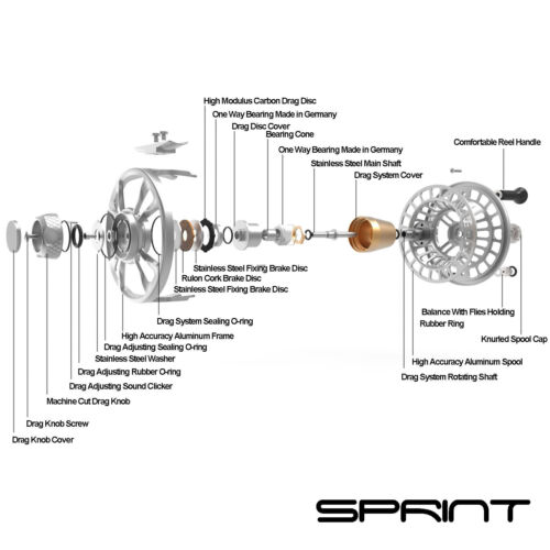 Carrete de pesca con mosca de agua salada completamente sellado Maxcatch Sprint Expert 6/8 7/9 9/11WT - Imagen 3 de 13