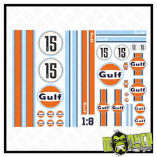 1:8 RC Car Aufkleber - Racing Oil Gulf USA #15 Gasoline Hoonigan LeMans Drifter