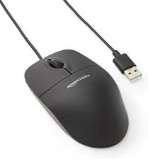 Amazon Basics 3-Button USB Wired Computer Mouse (Black), 1-Pack 
