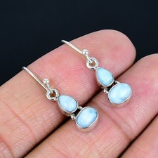 Natural Larimar Gemstone Handmade 925 Sterling Silver EarringsJewelry LS-685