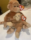 VINTAGE TY BONGO MONKEY AND BABY BONGO MONKEY BEANIE BABIES,5"-9" TALL,SEE PICTU