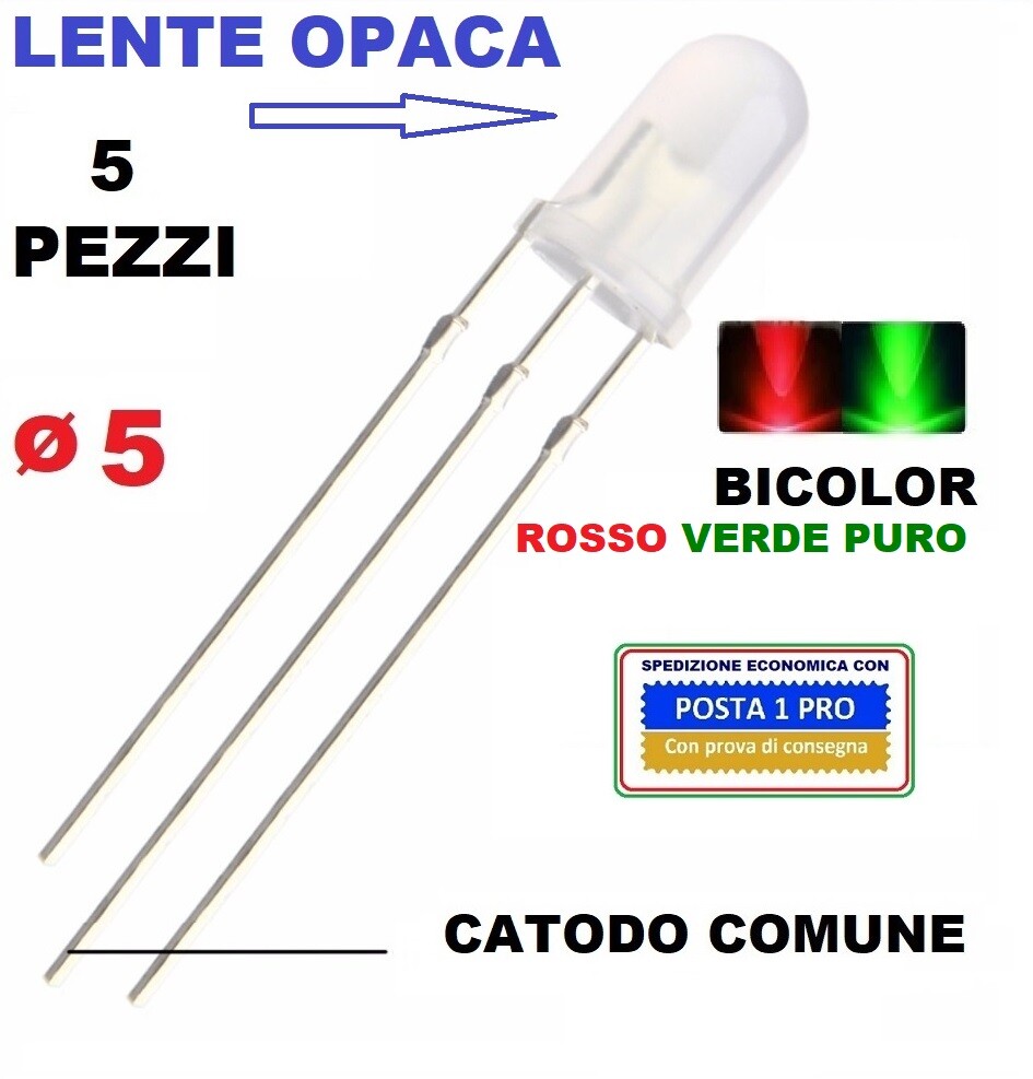 LED 5mm Bicolore Rosso/Giallo-Verde Bipolare LuckyLight LL-507VGM2E-1B – Diffuso, 20mA, THT