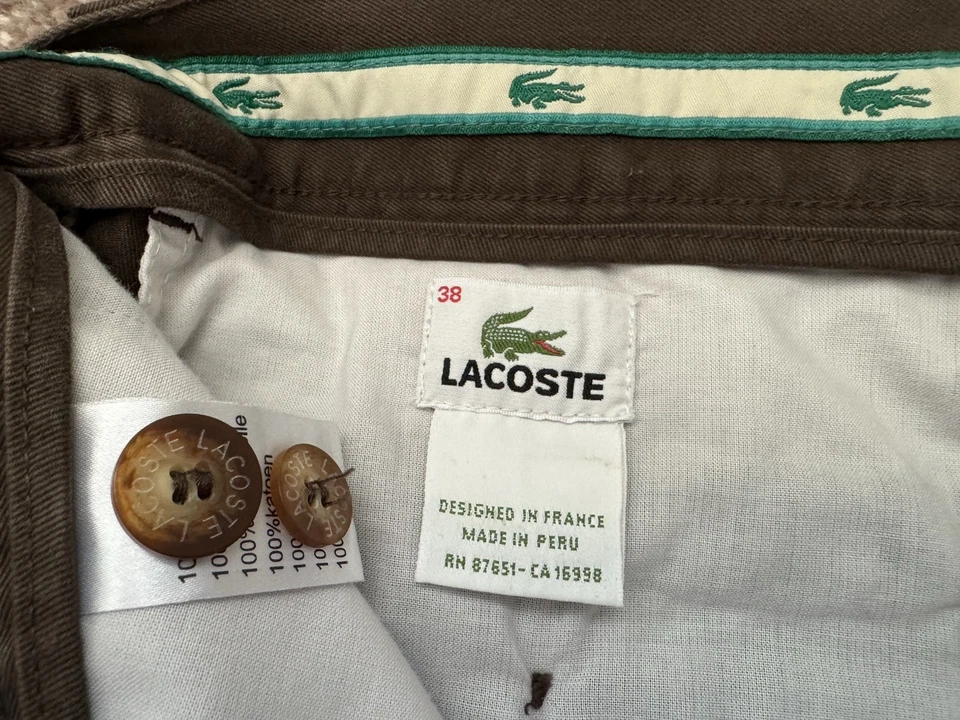 Lacoste Pants Mens 38 Brown Regular Fit Flat Front Pockets - Image 3 of 4