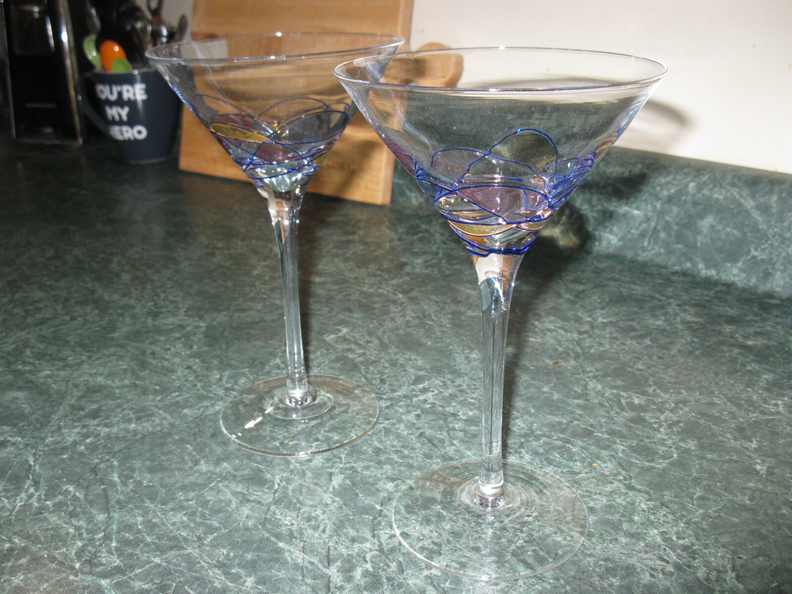 2 stained glass martini glasses vintage eBay