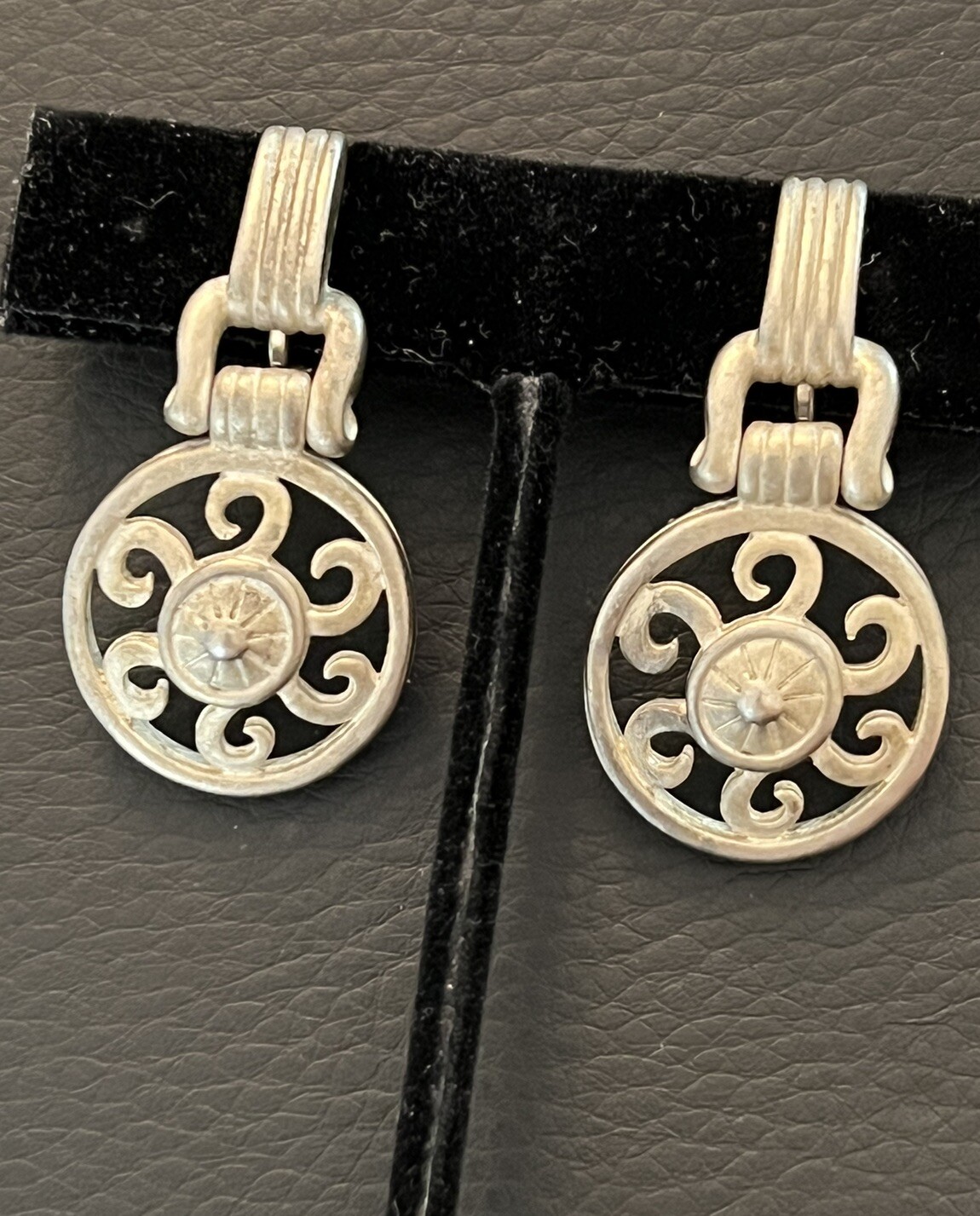 Givenchy Brushed Silver tone Dangle Drop Earrings… - image 1