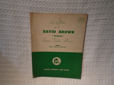 Vintage David Brown Albion Auflieger Mäher MT Teileliste Buch Handbuch