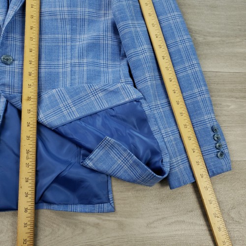 Mike Tailor Custom Blazer Men's 40* Blue Windowpane Linen Cotton? Surgeon Cuff - Picture 16 of 18