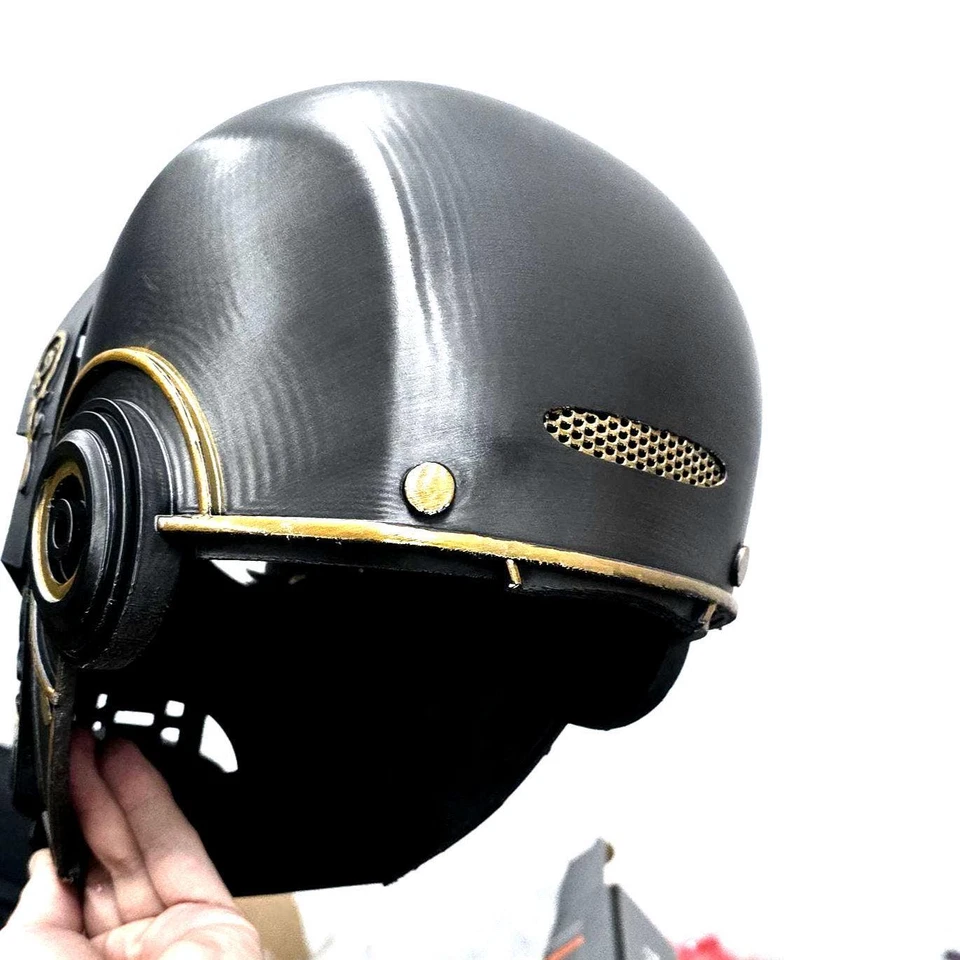 Dr. doom helmet v2 with magnetic latch and black out eyes and included padding. - Image 3 of 4