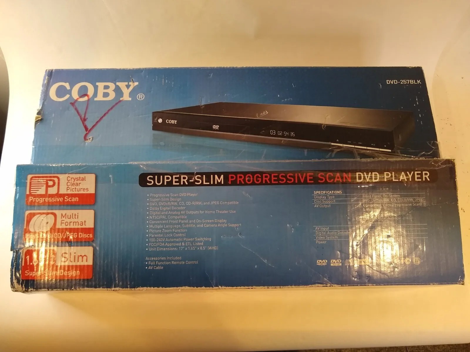 New NIB Rare COBY DVD-257 PROGRESSIVE SCAN DVD CD PLAYER