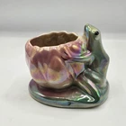 Vintage Frog & Lotus Flower Ceramic Planter by McCoy from the 1950s 4"H x 5"W