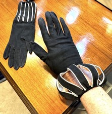 Vintage and Rare Authentic Freddy Paris Black Suede Cage Gloves.