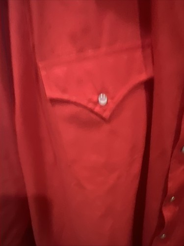 Vintage Western Pearl Snap Shirt Mens Large Tall Red Sheplers 80s 90s 18-36 - Picture 3 of 4