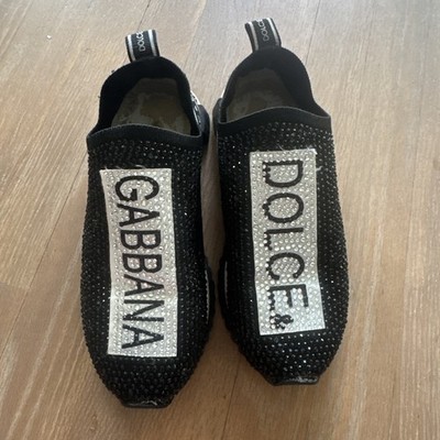 DOLCE & GABBANA Shoes Black White Slip On Sorrento Sneakers Womens Size 7