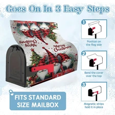 Winter Christmas Magnetic Mailbox Cover Santa Standard Mailbox Cover W/Led light