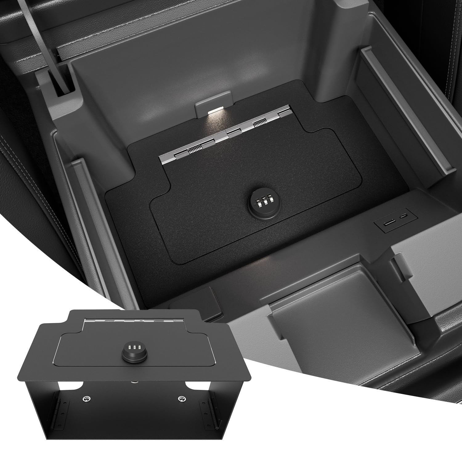 Center Console Safe Vault Compatible with 2023-2026 Chevy Silverado GMC Sierr...