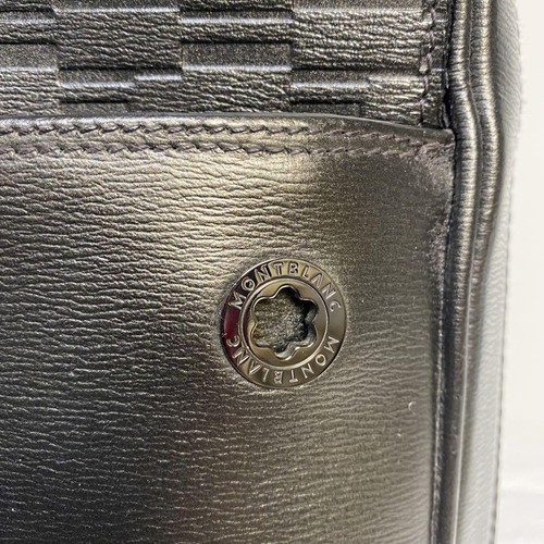 Montblanc Business Bag Briefcase All Leather Logo Dark Grey - Picture 4 of 13