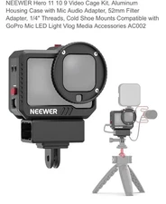 NEEWER GoPro 11 10 9 Aluminum Cage With 52mm Filter Mount And Mic Adapter Mount