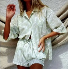 NWT Stone Fox Wear Linen Swim XS/S SHIRT  SHORTS