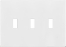 Triple Toggle Switch Wall Plate Screwless 3 Gang White Polycarbonate Heavy Duty