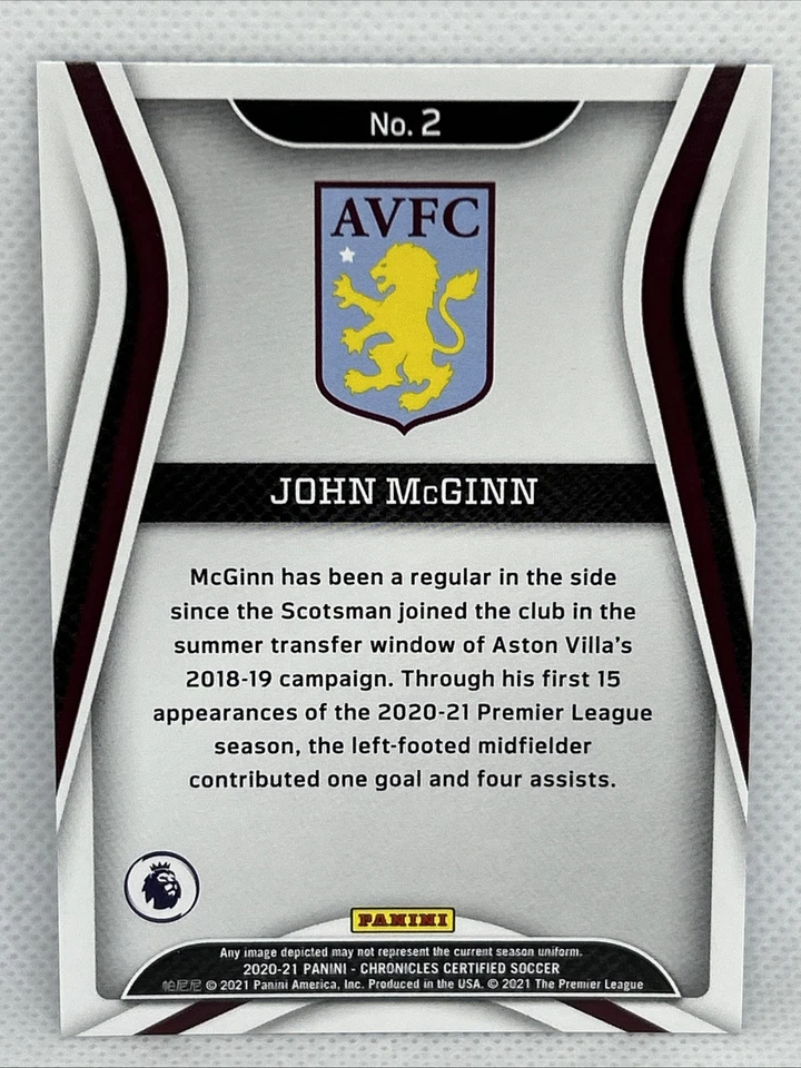 JOHN MCGINN 2020 Panini Chronicles Certified Premier League Mirror Blue /99 #2 - Image 2 of 3