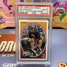 1991 UD HEROES 1974-1978 COLLEGE YEARS #1 JOE MONTANA PSA 10 Gem Mint
