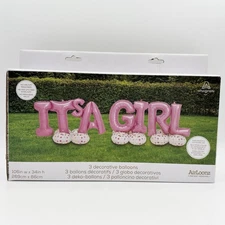It’s A Girl Pink Balloon Set For Baby Shower & Gender Reveal, No Helium Required