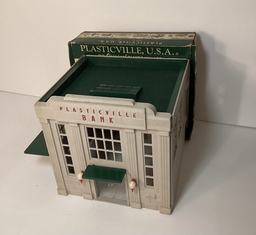 VINTAGE BACHMAN PLASTICVILLE BANK 149 WITH BOX COMPLETE W/BOX/DISNEY STAMP VG!!