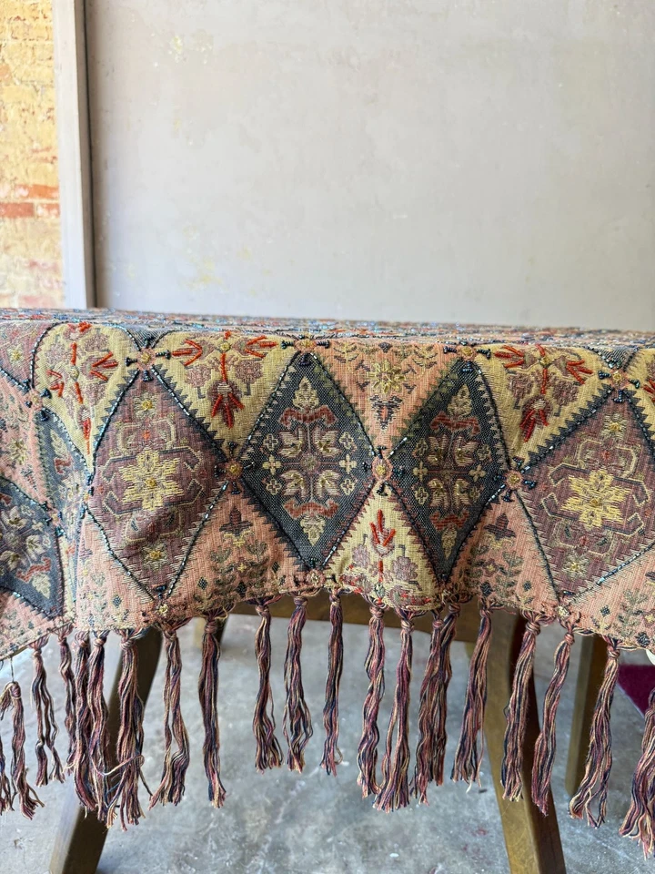 Pier 1进口刺绣串珠挂毯流苏壁挂桌布装饰  — 第 3/4 张图片