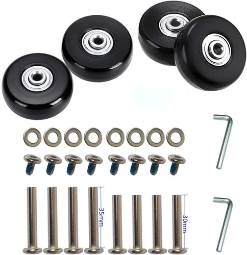 50 x 18mm Set of 4 Luggage Suitcase Replacement Wheels, Rubber Swivel Caster...  - Picture 1 of 9