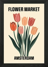 Amsterdam Flower Market Framed Wall Art Poster Canvas Print Picture