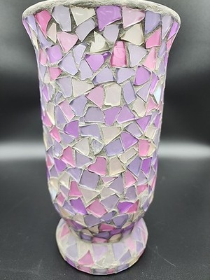 9.5 inch Purple Mosaic Vase Exquisite Craftsmanship Decor Home Modern Midsize 