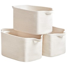 Cotton Rope Storage Basket 15"x10"x9"   Fabric Storage Bins for Organizing Cl...
