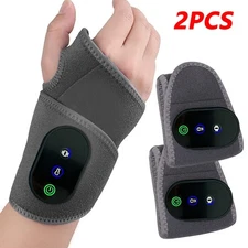 2pcs 3 Modes USB Heated Wrist Vibration Massage Wristband Relieve Muscle Pain