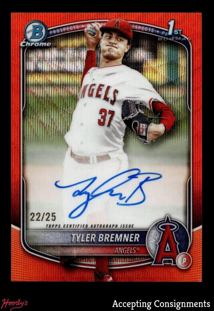 2025 Bowman Chrome Draft Orange Wave Refractor Tyler Bremner 1st ROOKIE AUTO /25