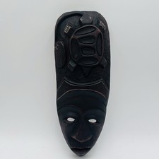 Vtg African Wood Tribal Mask Turtle Hand Carved Wall Decor Africa Handmade 16 x5