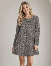 Old Navy Womens Animal Print Long Sleeve Swing Dress Size Medium Fall Chic