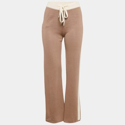 Lounge-Hose Monrow dunkelbeige Strickeinsatzdetail S