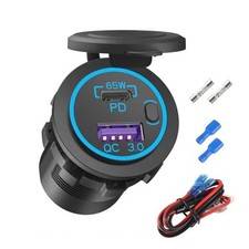 Boostable 12V USB C Outlet 65W PD3.0 Port and 18W Quick Charge 3.0 Car USB