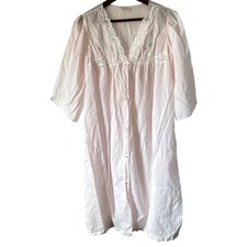 Barbizon Nightgown House Dress Floral Embroidery Pink Vintage 20x42