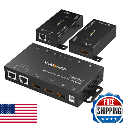 CENMATE 1x2 HDMI Extender Splitter, 1080P@60Hz HDMI Over Ethernet, Up to 165 FT 