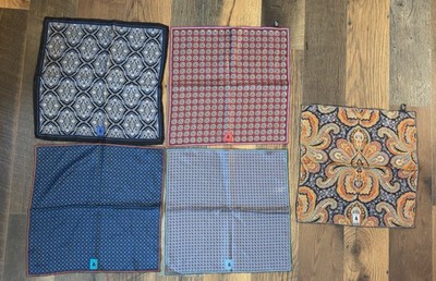 Lot of 5 Robert Talbott Silk Pocket Squares Made In Italy