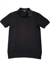 KARL LAGERFELD Paris 100% Cotton Black Textured Knit Polo Shirt – Size M