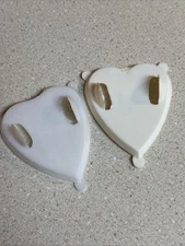 2 Heart Shaped Vintage Doll Stands  Off White 2”