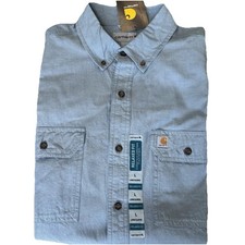 Carhartt Men's Relaxed Fit Long Sleeve Cotton Chambray Work Shirt Blue L NWT
