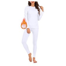 Womens Thermal Underwear Set - Long Johns for Base Layer Women Medium White